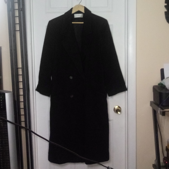 J.Hilary Black Wool Trench Coat Size 14 - Picture 4 of 16
